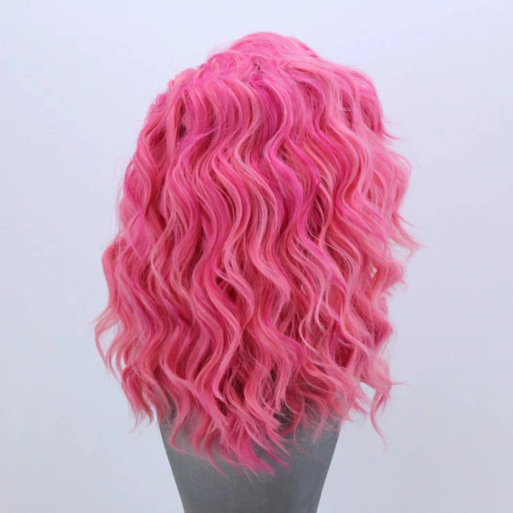 برناردو الوردي الباروكات للنساء الاصطناعية الدانتيل شعر مستعار أمامي شعر مستعار قصير مع شعر الطفل ألياف مقاومة للحرارة الأحمر شعر مستعار أمامي تأثيري