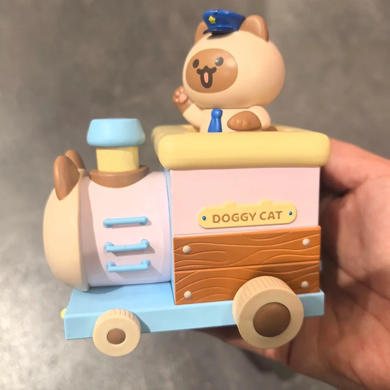 Kkv Doggy Cat fantasía tren número serie caja misteriosa Anime colección de figuras de acción originales modelo adornos de escritorio muñeca de juguete