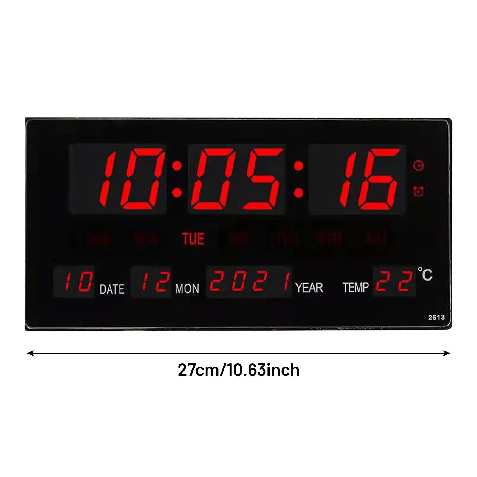 Large Screen Digital Wall Clock Silent LED Display Thermometer Calendar for Living Room School Desk