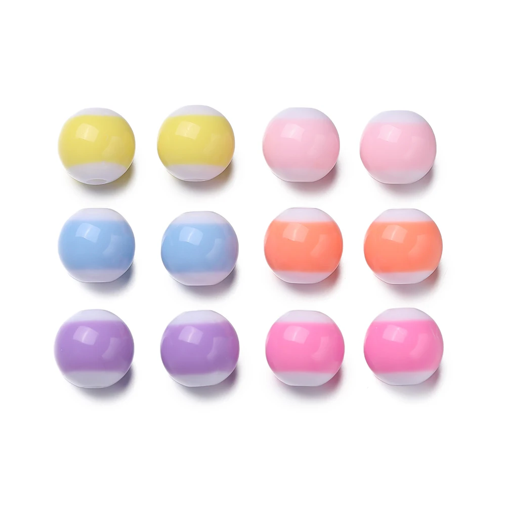 

10Pcs/lot Acrylic Colorful Stripe Beads Round Loose Spacer Beads for Jewelry Making DIY Bracelet Necklace Accessories