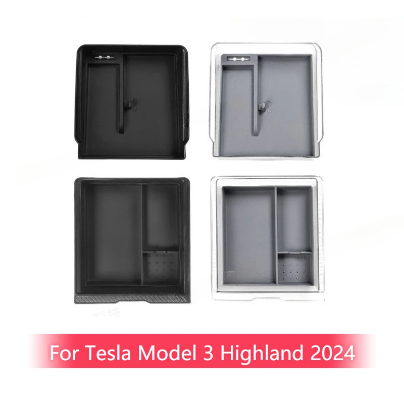 

Ящик для хранения на центральную панель управления для Tesla Model 3 Highland 2024, прозрачный подлокотник, коробка для хранения, силиконовая подкладка, модель3 + аксессуары