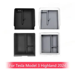 Central Control Storage Box for Tesla Model 3 Highland 2024 Transparent Armrest Box Storage Box Silicone Pad Model3+ Accessories