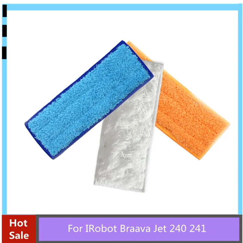 For IRobot Braava Jet 240 241 Robot Cleaner Brushes Spare Parts 3pcs Wet Pad Damp Pad Dry Pad Mop