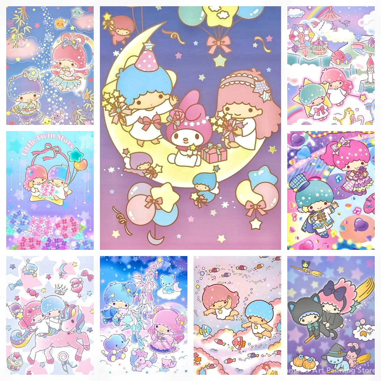 

Little Twin Stars Sanrio AB Diamond Painting HelloKitty Cute Handmade Art Gift Cartoon Diamond Embroidery Home Decoration