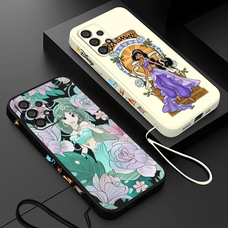 Aladdin Jasmine Princess Phone Case For Samsung A55 A53 A33 A52 A32 A71 A51 A21S A35 A25 5G Liquid Left Rope Funda