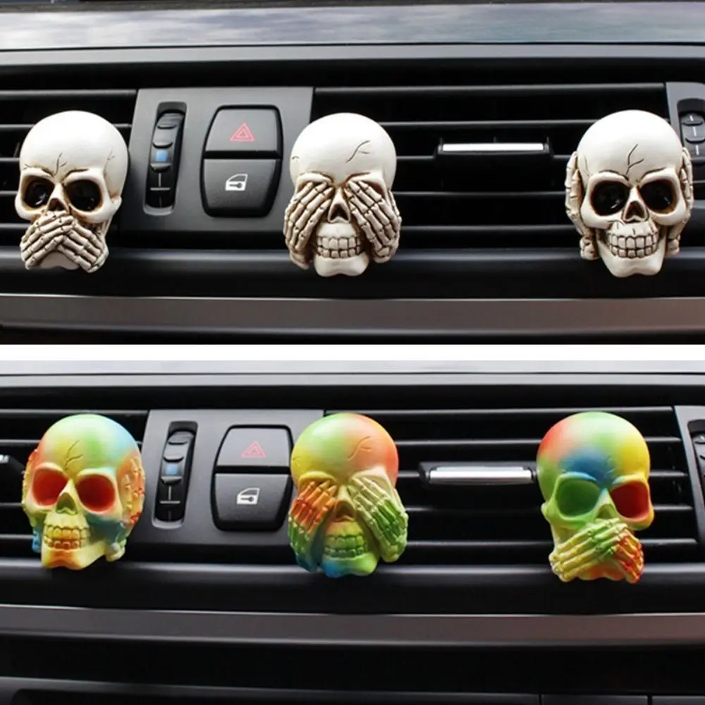 Don't Listen,Don't Say,Don't Look Car Perfume Clip Pineapple Skull Aromatherapy Car Air Freshener Cartoon No Fragrance