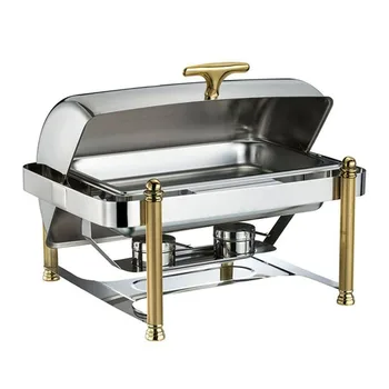 Wedding Roll Top Hot Pot Golden Mamet Driver Service Food Warmer Buffet Catering Stainless Steel Cefin Plate