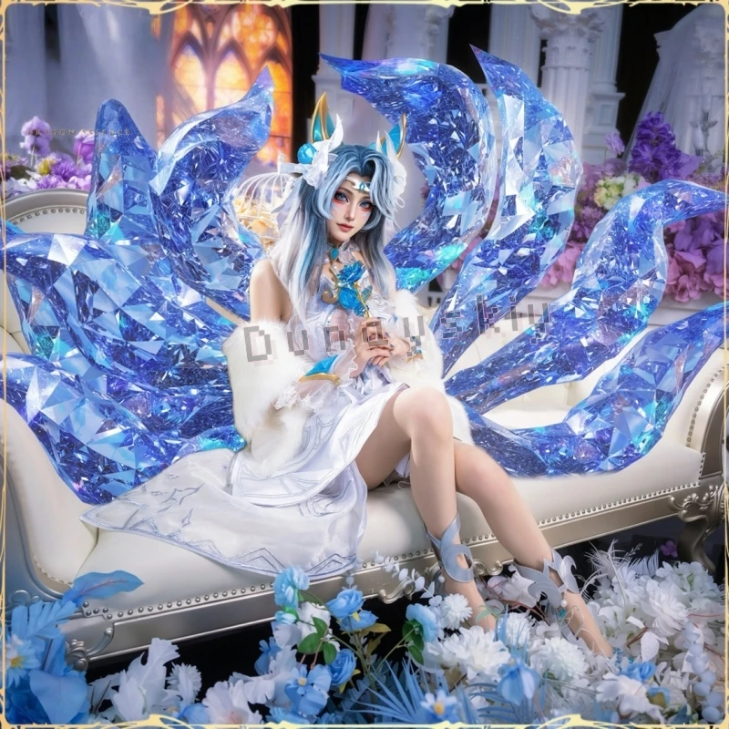 

Elegant Wedding Gown Game Ahri Crystal Rose Cosplay Outfit Dress Stage Uniform Roleplay Suits Halloween Clothes Carnival Party