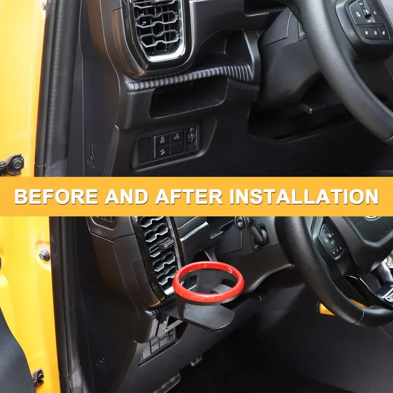

1 piece set carbon steel black For Ford Ranger 2023+ car instrument panel water cup holder under the left air outlet accessories