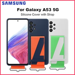 Original For Samsung Galaxy A53 5G Silicone Cover with Strap Protective Case Shockproof EF-GA536