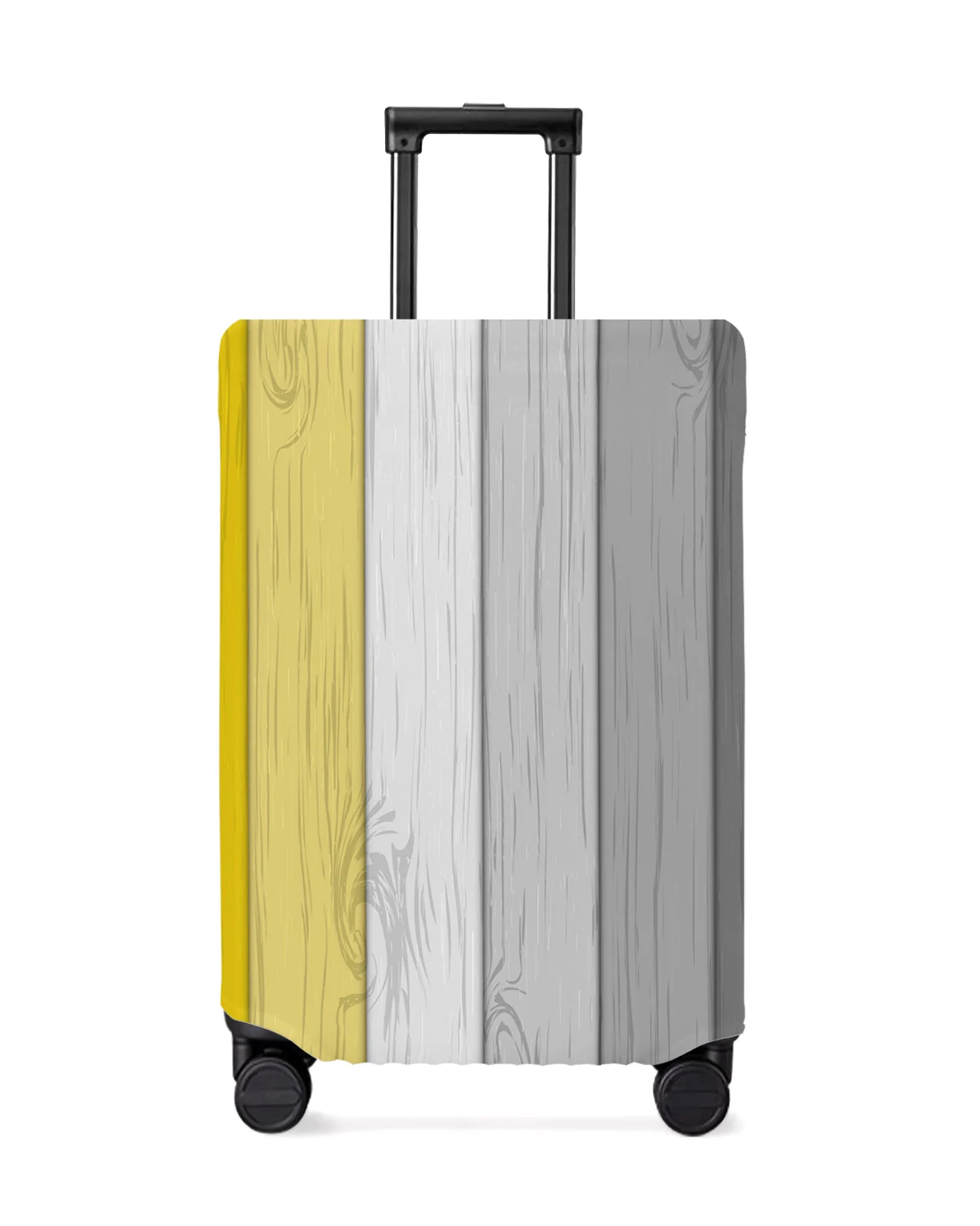 

Retro Yellow Gray Gradient Wood Grain Luggage Cover Stretch Baggage Protector Dust Cover for 18-32 Inch Travel Suitcase Case