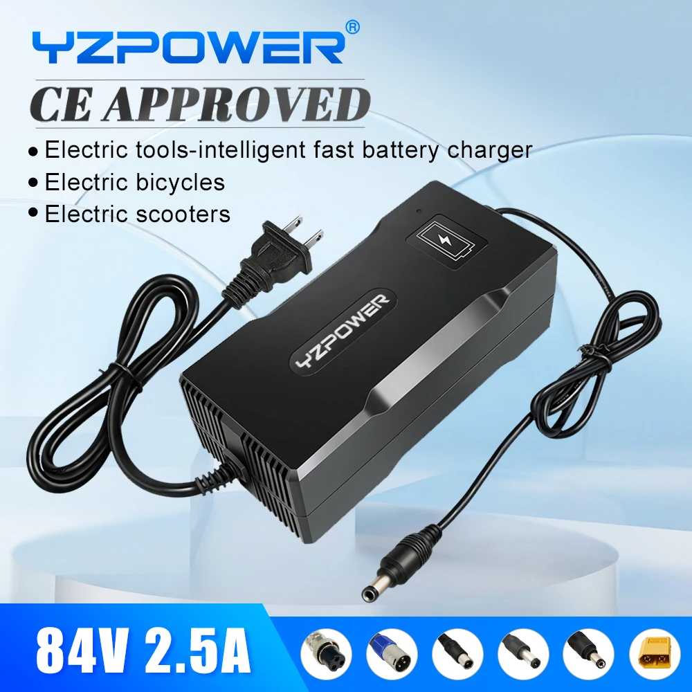 

YZPOWER automatic stop 84V 2.5A lithium battery charger for 20S 72V lithium battery pack universal with cooling fan