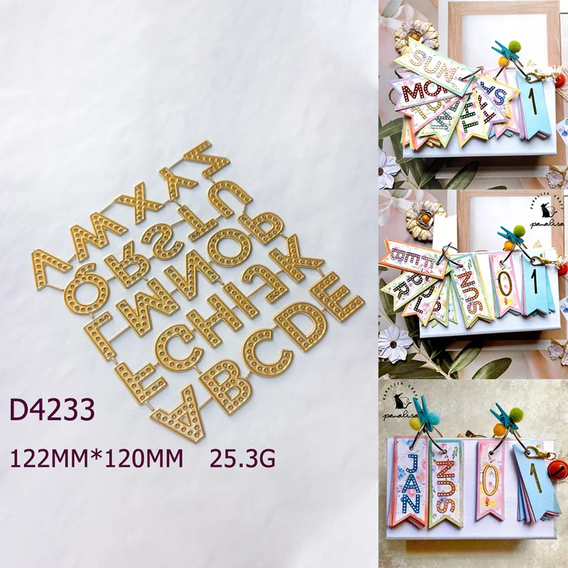 Alphabet Letter A‑Z Dot Pattern Metal Cutting Dies for Scrapbooking Card Making DIY Album Paper Craft Embossing Stencil Template