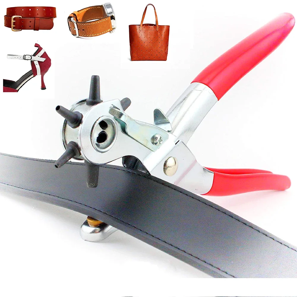 

6-Size Hole Punch Tool Eyelet Hole Punch Pliers Kit Leather Belts Hole Puncher Kit with 100pcs Eyelets for Bag Strap Dog Collars