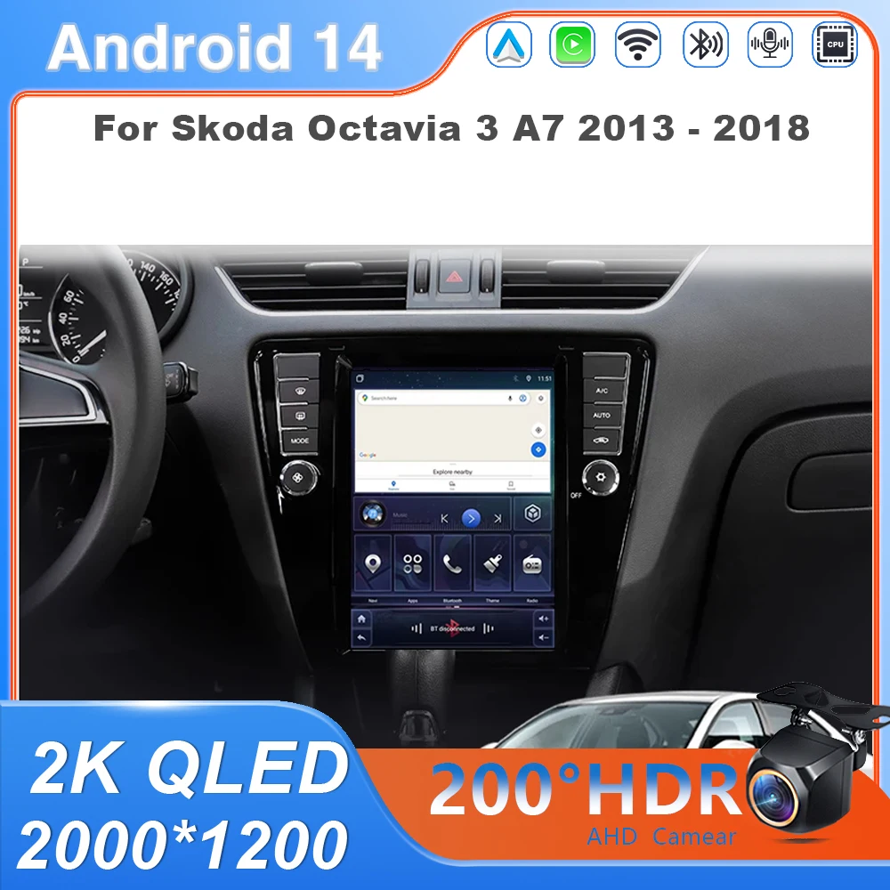 

9.7 Android 14 For Skoda Octavia 3 A7 2013 - 2018 Tesla Style Car Radio 4G CarPlay Stereo Multimedia Player Intelligent Systems