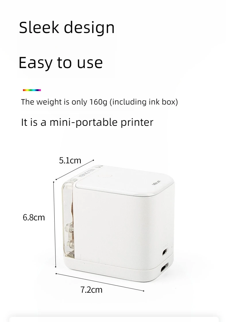 MHT-WG01 Portable Handheld Inkjet Printer Mini Temporary Tattoo Machine Color QR Code Logo on Wood Metal Handle