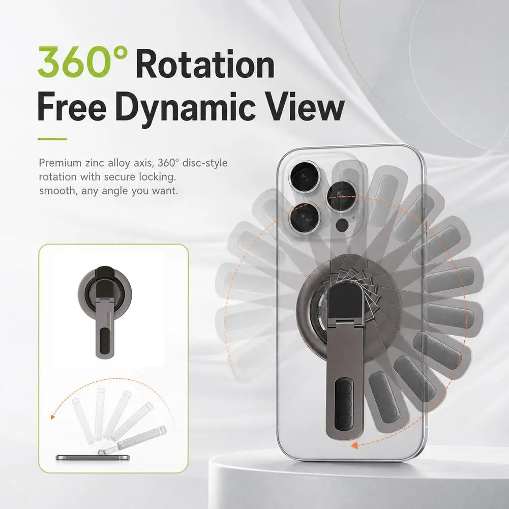 Phone Stand Double-Sided Strong Magnetism Creative Phone Grip Stand 360° Roration Decompression Buttons & Mechanical Sound