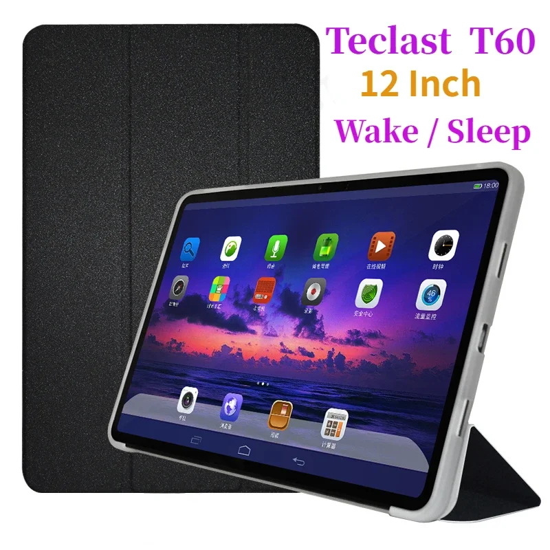 

Tri-Folding Stand Cover For Teclast T60 Case 12" Tablet PC Folio PU Leather Funda with TPU Back Shell Smart Auto Sleep/Wake-up