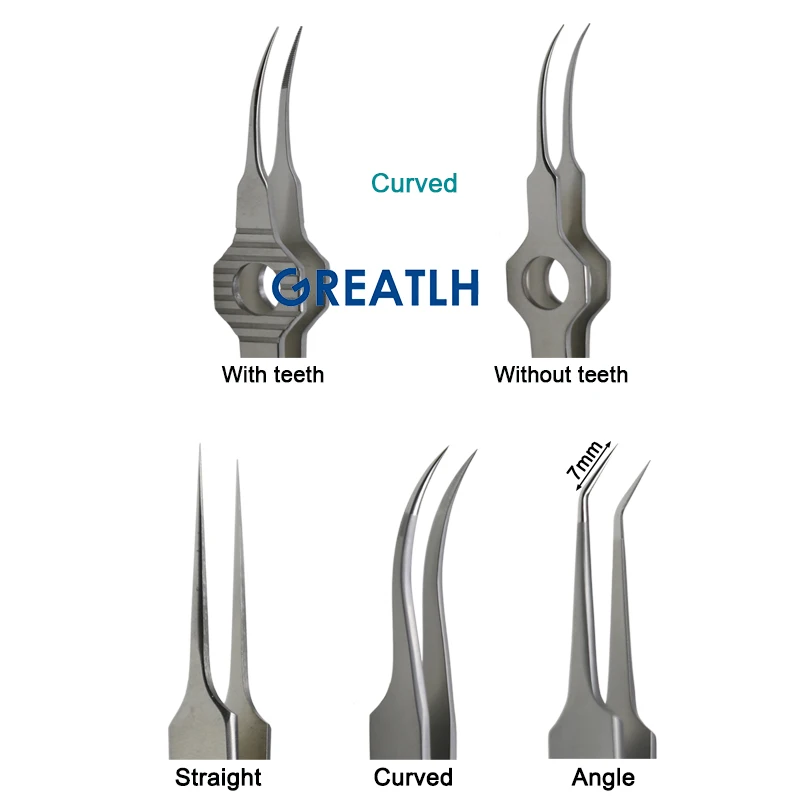 GREATLH Penjepit Transplantasi Rambut Implan Ekstraksi Rambut Penjepit Forsep Implan Folikel Rambut