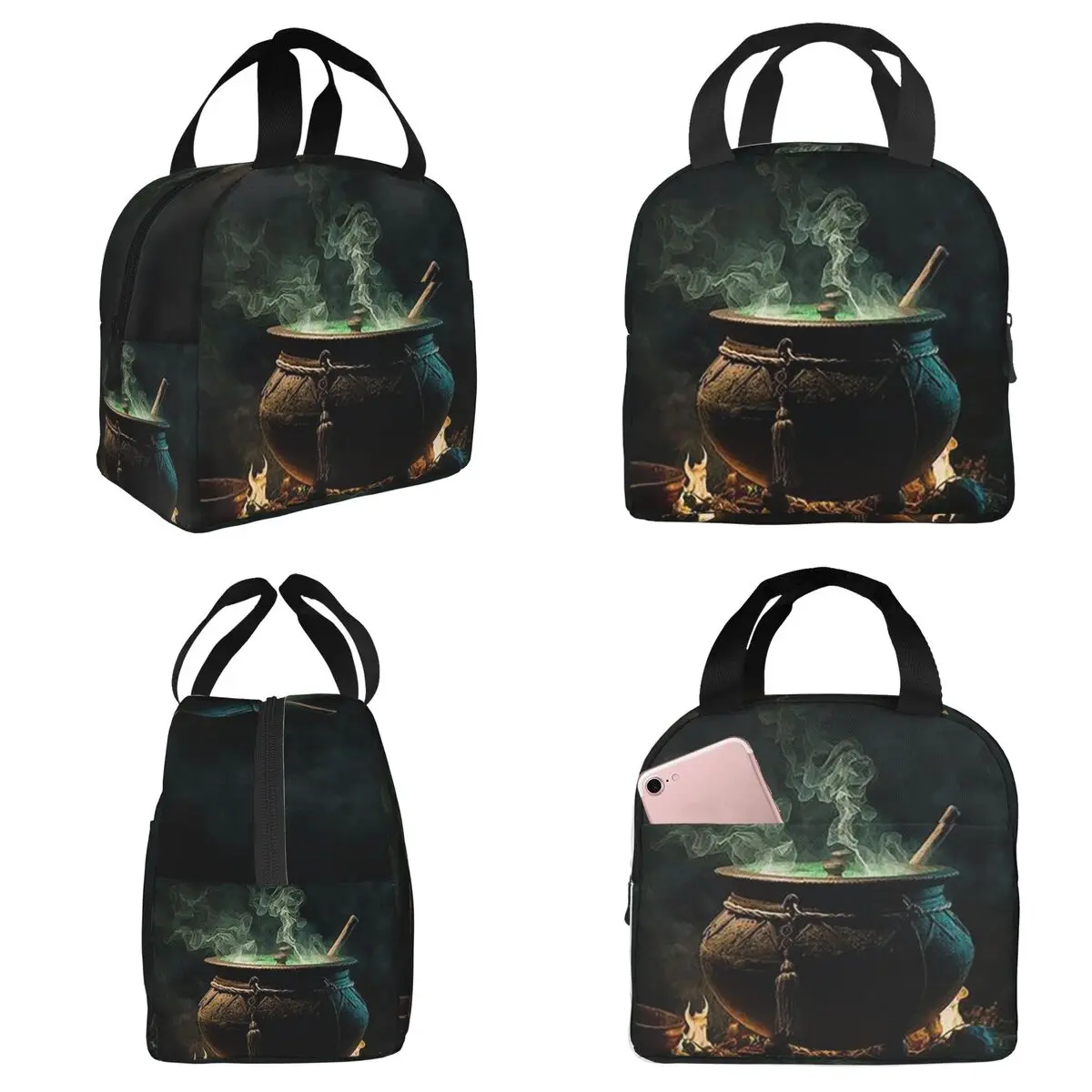

Crock Green Gas Halloween Day Of The Dead Insulated Lunch Bag Cooler Thermal Food Box Tote Portable Lunch Boxes Container