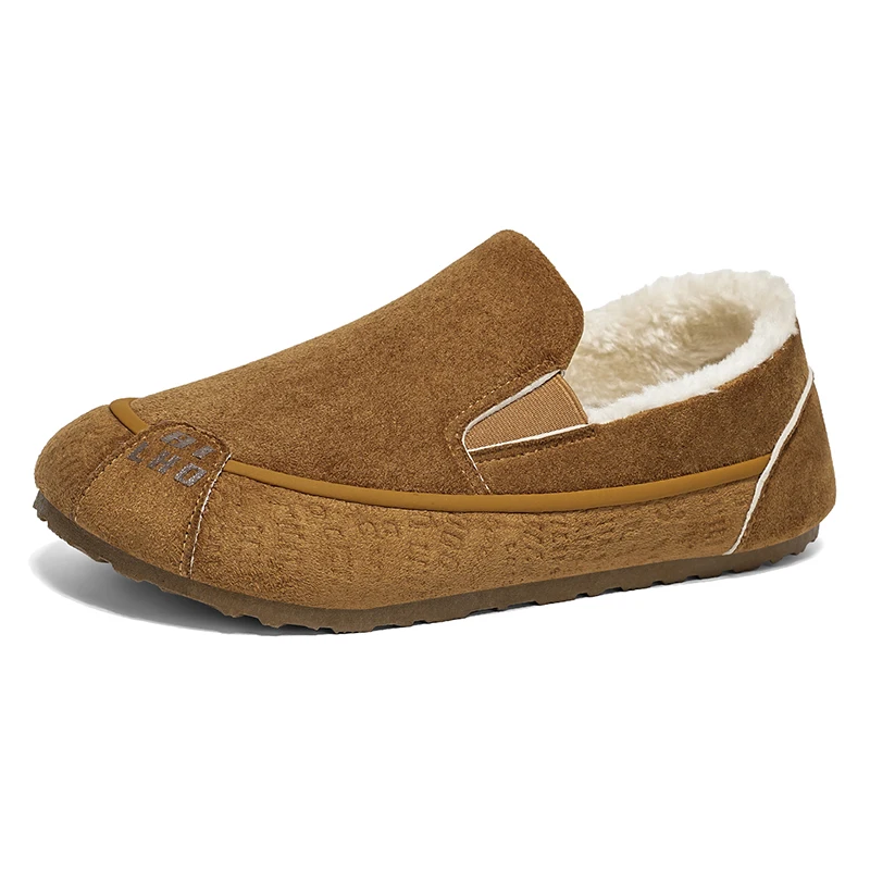 2026 Autumn Winter New Men Fleece Lined Moccasins Versatile Fashion Lazy Slip-on Warm Casual Men Shoes