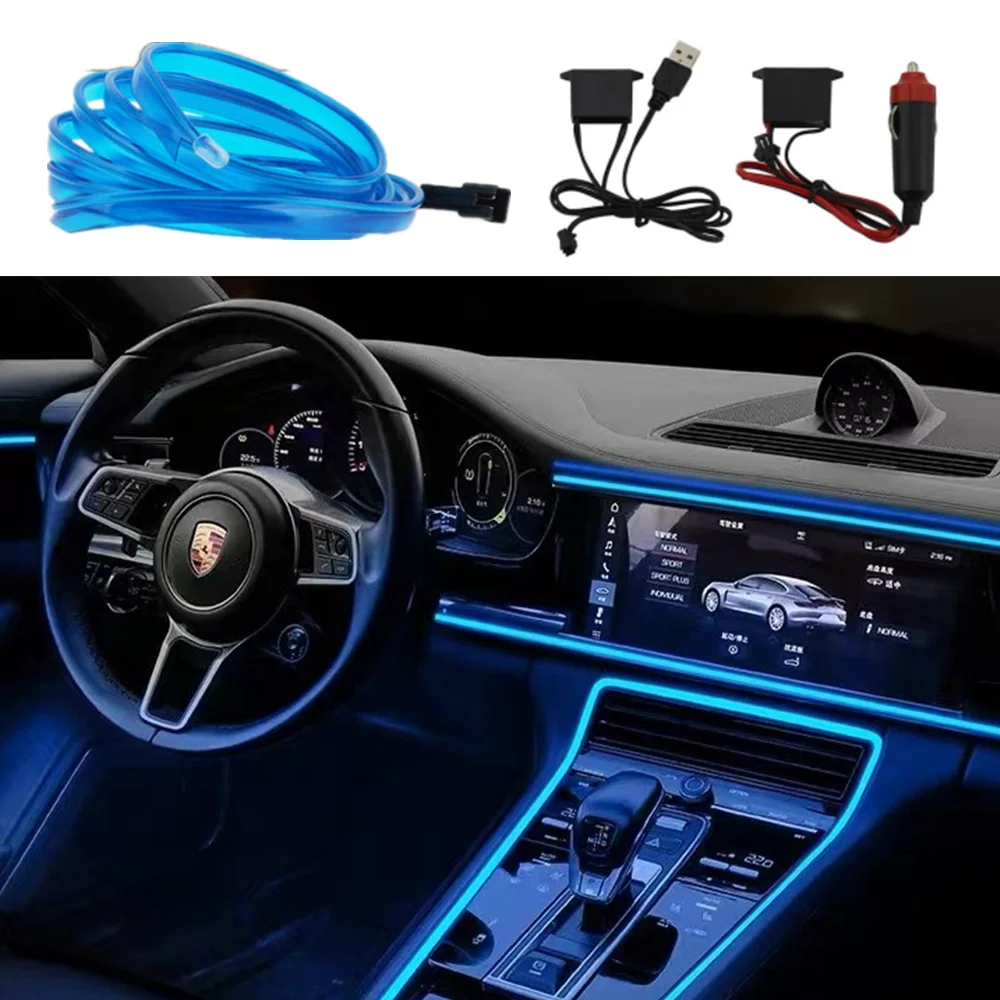 

Car El Wire Neon Light Flexible Tubes Rope Ambient Strip Lamp Auto Decorative Waterproof Lights 1M/2M/3M/5M