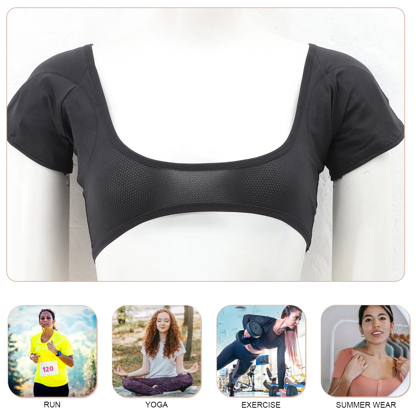 Underarm Sweat Pad Vest Easy to Wear Women for Running Body Comfortable Girl 88% Polyester 12 Spandex