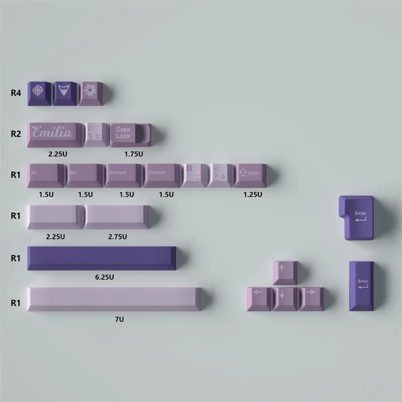 Dye Sublimation GMK  Purple Frost Witch Keycaps Japanese Keycap Cherry Profile PBT 129/23 Keys For MX Switch Mechanical Keyboard