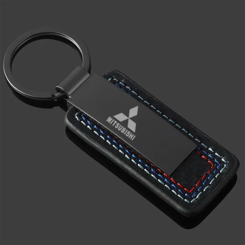 Carbon Fiber Car Key Chains Key Ring Keyrings Buckle For Mitsubishi Ralliart ASX Galant Mirage L200 EVO Cordia Pajero Outlander
