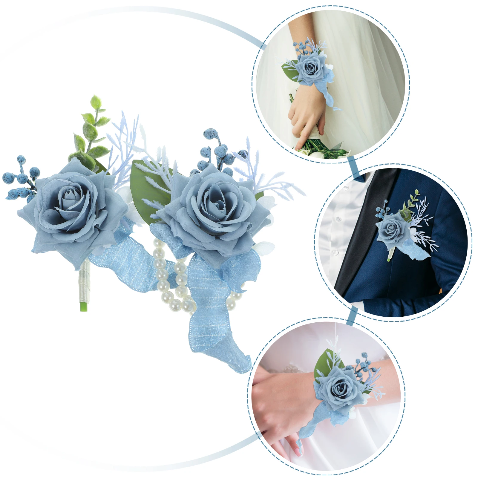 

1 set 1 Set Fresh Style Exquisite Wrist Flower Corsage Handmade Floral Bracelet Lightweight Comfortable Celebration Party Dance