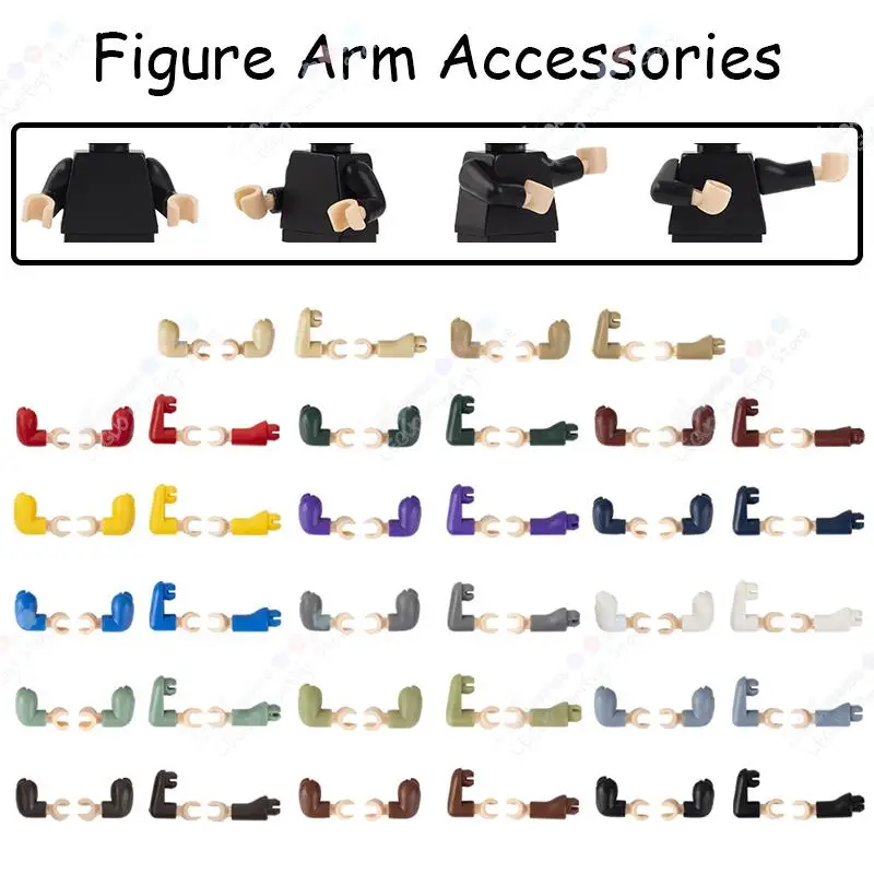 Figura de acción, accesorios de brazo Multicolor, bloques de construcción MOC DIY, soldado militar, piezas de brazo multifuncionales, juguetes de ladrillos para niños