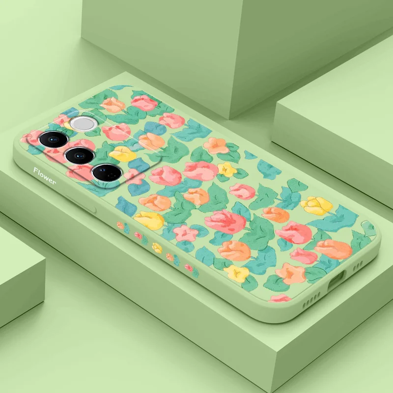 Scattered Flowers Phone Case For VIVO V30 V29 V29E V27 V27E V25 V25E V23 V23E V21 V20 Y20 Y12 Y21 Y22 Y50 Y35 Y76 Y36 Pro 4G 5G