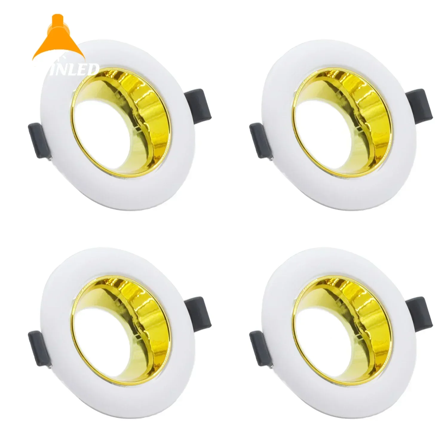 

2/4/6/10PCS White-Gold Down Light Fixture Holder Fittings GU10 MR16 Plastic Adjustable Recessed Spot LED Downlight Frame