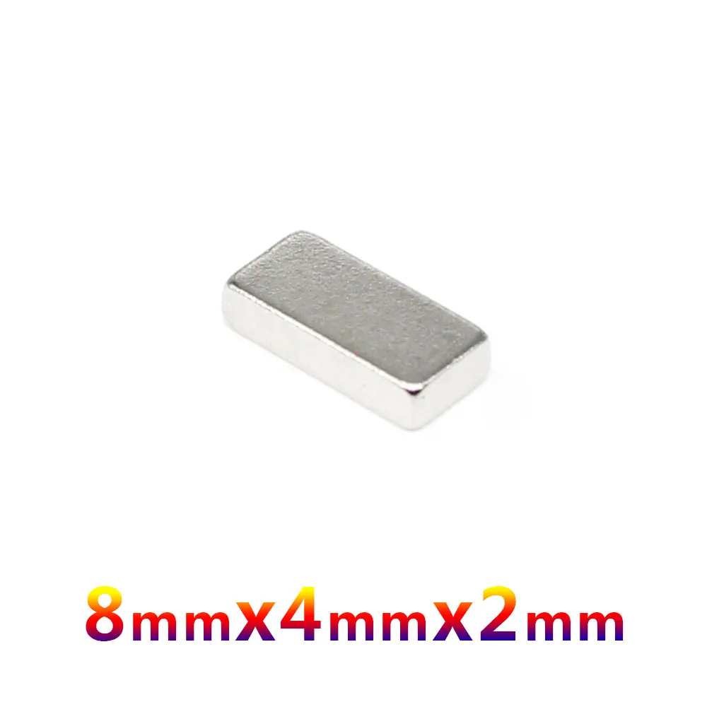 20/50/100/200/500PCS 8X4X2mm Super Strong Square Magnet 8X4X2mm for Home Refrigerators, Offices DIY  8X4X2mm
