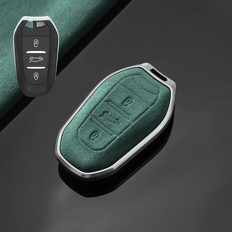 

Aluminum Alloy Suede for PEUGEOT 308 408 508 2008 3008 4008 5008 Citroen C5 X C4L C6 C3-XR DS 5LS 4S Smart Remote Key Case Cover