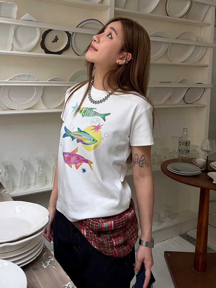 Tonngirls Harajuku Print T-Shirt Damen Koreanischer Stil Kurzarm-T-Shirt Y2k Japanische Vintage-Grafik-Tops Ästhetisches 2000er-T-Shirt – Detail 8