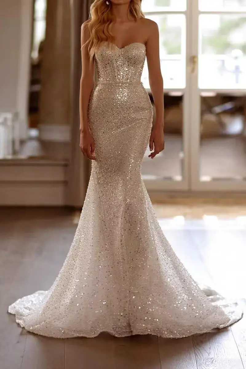 Women's Off Shoulder Boho Wedding Dress for Bride Tulle Formal Party Evening Gowns