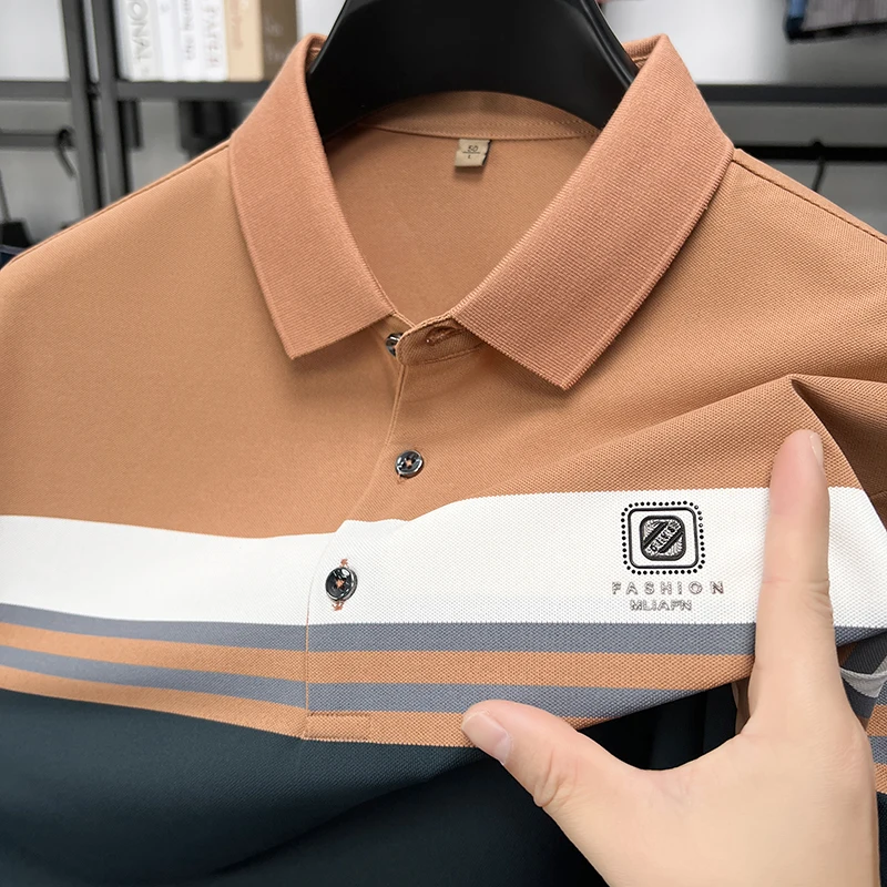 Fashion brand short sleeved men's polo shirt 2025 summer new Z-letter diamond decoration design golf top casual business T-shirt