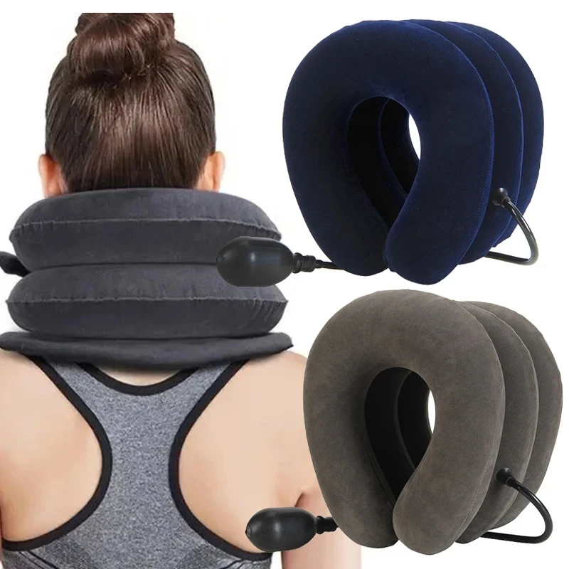 Neck Support Cushion Inflatable Air Cervical Neck Traction Device Pain Stress Relief Tractor Support Massage NECK Pillow