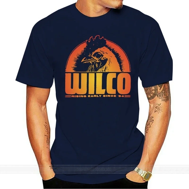 Wilco Mens Black Rooster Vintage T Shirt Black cotton tshirt men summer fashion t-shirt euro size