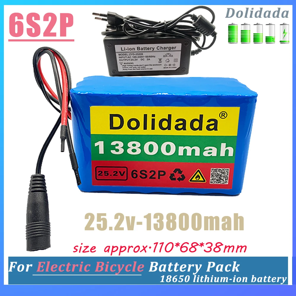 

6S2P 25.2v 13800mah 18650 Lithium Battery Pack 13.8Ah Electric Bicycle E-Bike Moped Lithium-ion Rechargeable Bateria With BMS