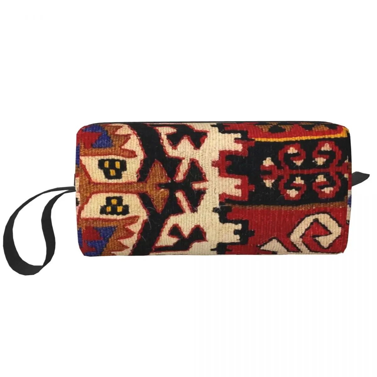 Retro Boho Turkish Kilim Navaho Weave Woven Textile Travel Cosmetic Bag Women Makeup Toiletry Organizer Beauty Storage Dopp Kit