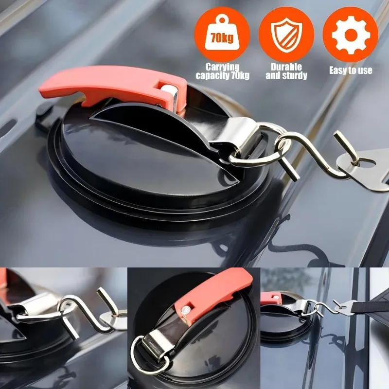 Set of 2 Heavy‑Duty Vacuum Suction Cup Anchors With Fixing Hooks for Car Bathroom Watch Straps Hanging Storage - view 3