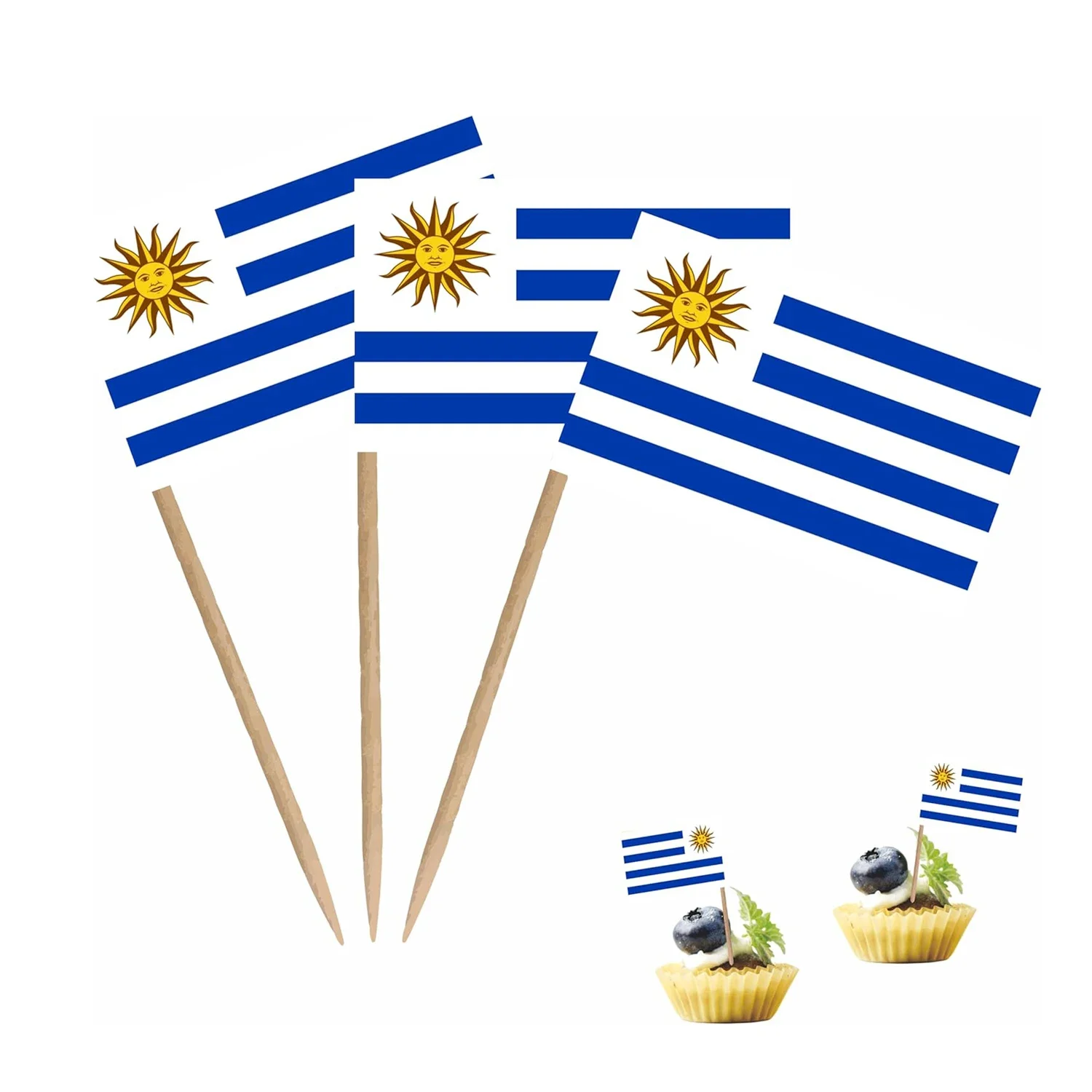 

100 Pcs Uruguay Countries Toothpicks Flag Uruguayan Small Mini Cocktail Fruit Cupcakes Toppers Food Stick Flags Decorations