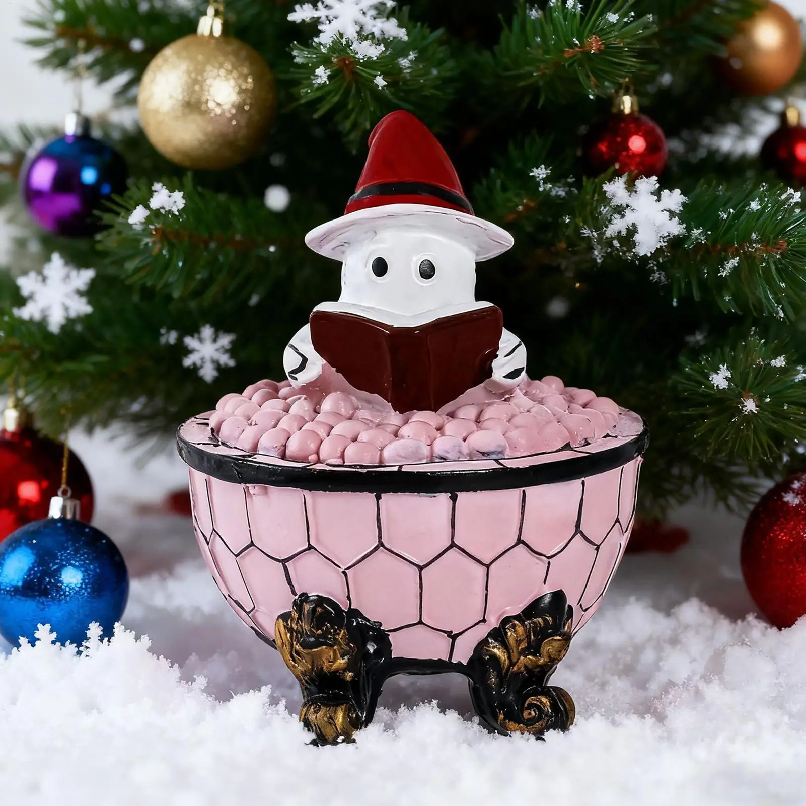 Ghost Lamp Bathtub Reading Book Decoration Figurine Halloween Night Light For Pathway Bedroom Kitchen Office Home House Window