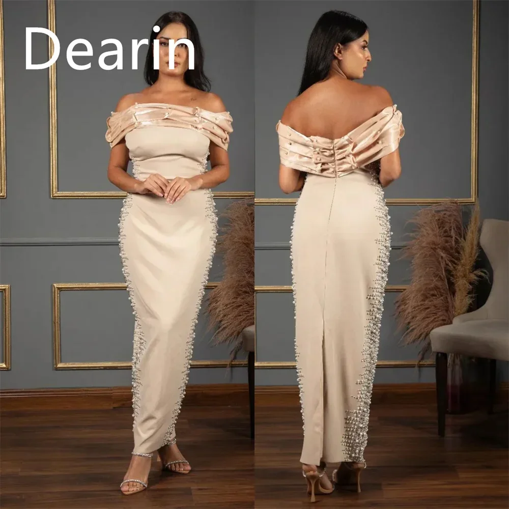 Customized Dearin Off-the-shoulder Column Floor length Skirts Vertically Bespoke Occasion Dresses