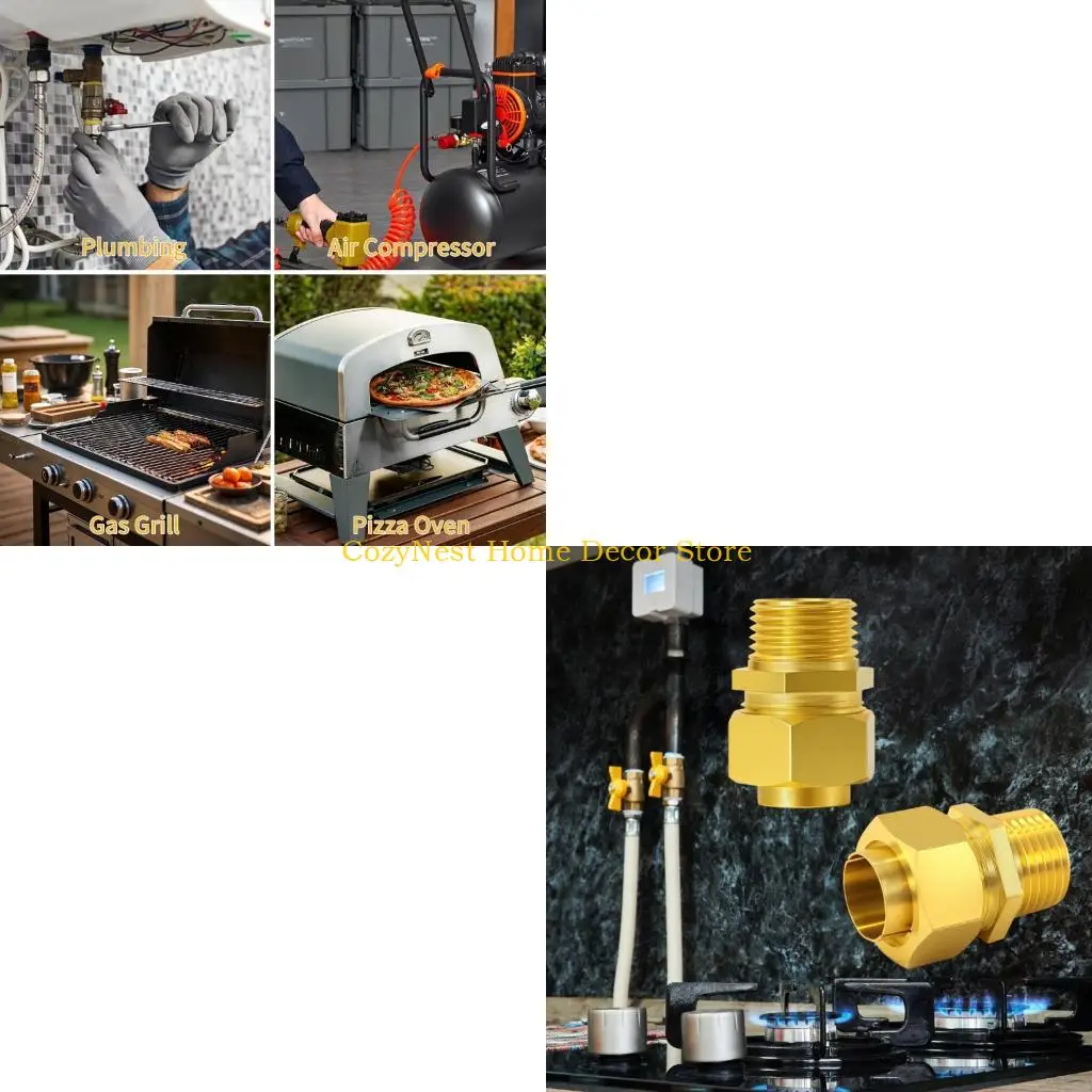 92MF 2Pcs Universals 2 In NPT Brass Connectors Gas Quickly Adapters For Reliable Gas And Water Pipe Installations