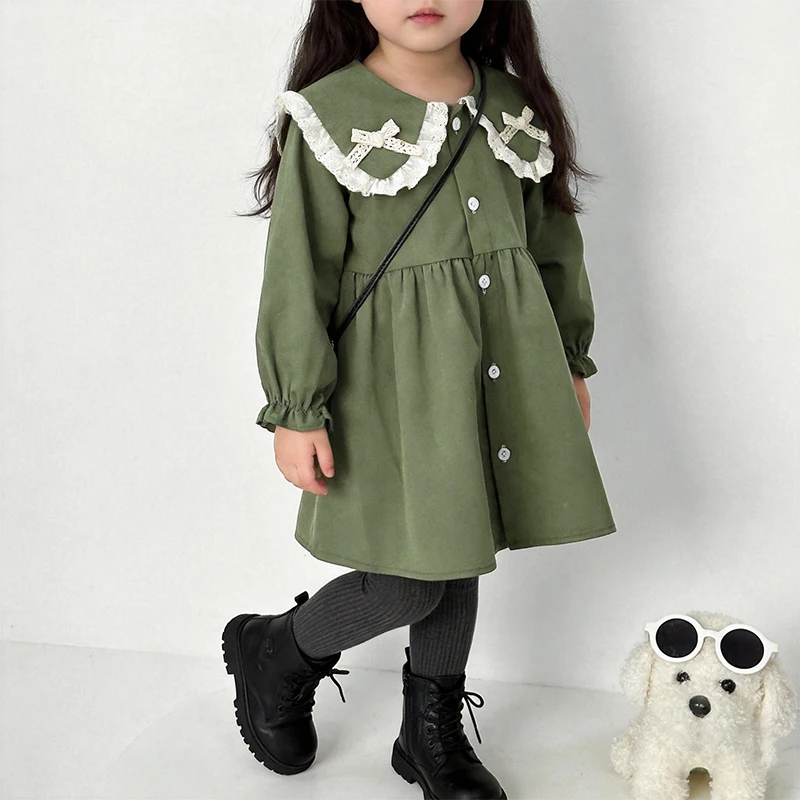 Children's Clothing Girls' Jacket Spring and Autumn Thin Children's Baby Girls' Retro Peter Pan Collar Cardigan Top