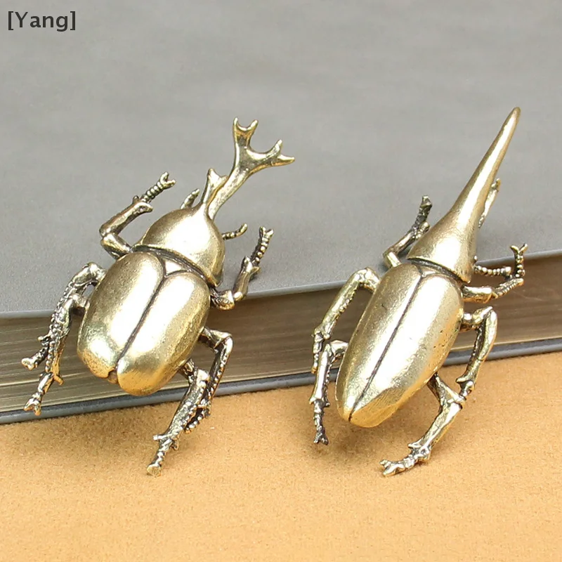 YBrass Simulation Insects Figurines Miniatures Bugs Tea Pet Ornaments Flowerpot Decorations Beetle Statue Decor Accesories