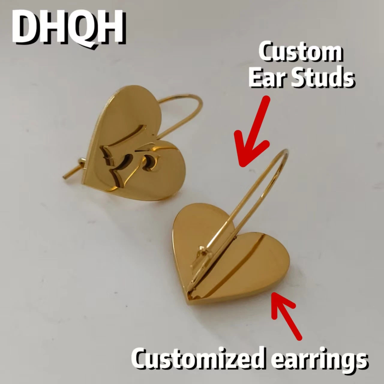 

Wholesale Customized Single Letter Heart-shaped Earrings Personalized Letter Heart Shaped Earring Customized Gift Factory Direct